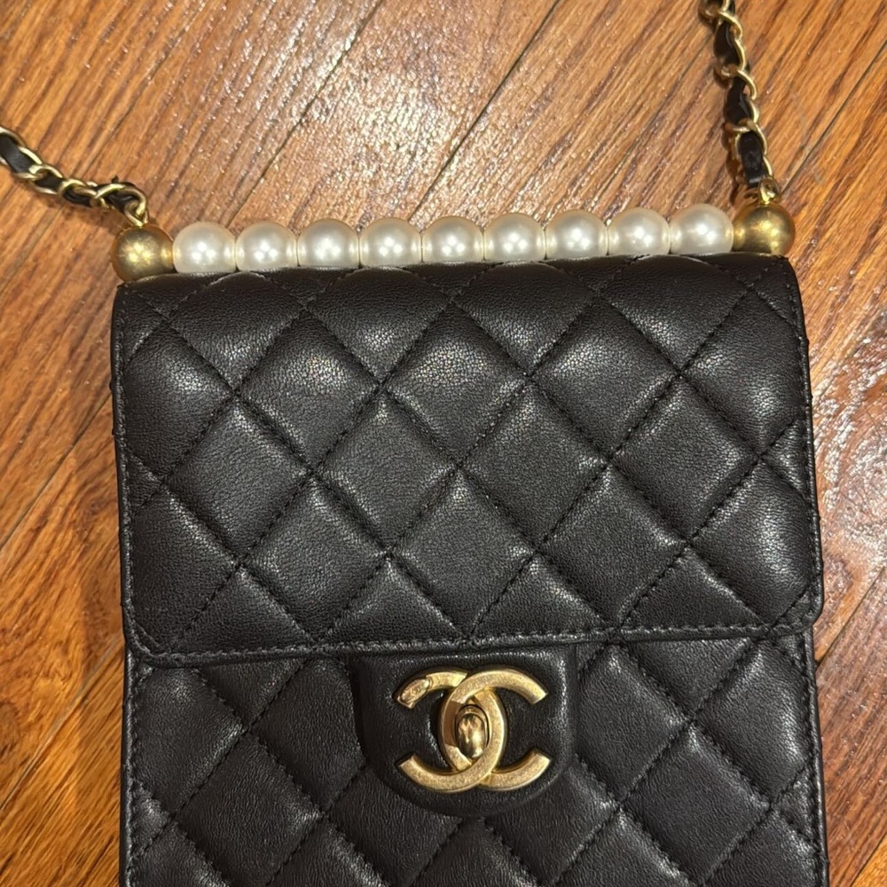 Chanel Black and Gold Quilted Crossbody Bag